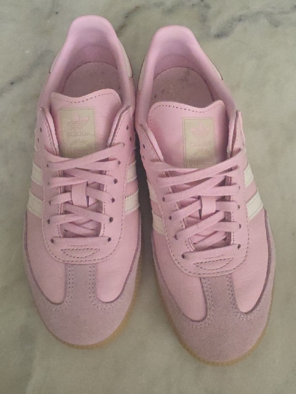 Adidas Pink and White Women's Samba Sneakers